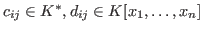 $c_{ij} \in K^{*}, d_{ij} \in K[x_1, \ldots, x_n]$