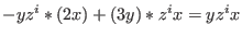 $-y z^i*(2x) + (3y)*z^i x = y z^i x$