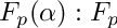 $ F_p (\alpha):F_p $